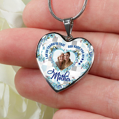 Alternative view of Personalized Photo I Am So Thankful That God Made You My Mother Heart Pendant Necklace - Bangle