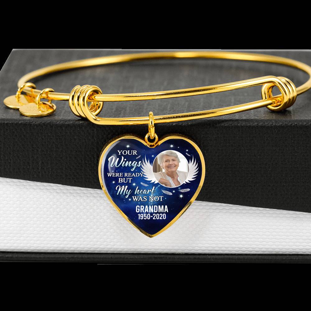 Personalized Photo Your Wings Were Ready But My Heart Was Not Memorial Remembrance Luxury Heart Pendant Necklace