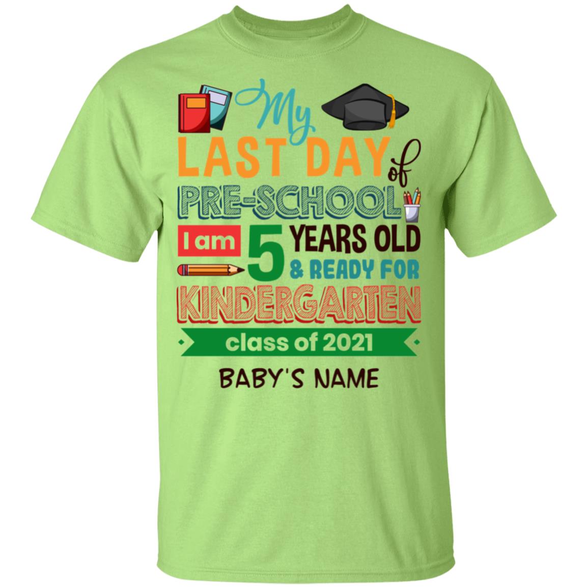 Personalized Last Day of Pre-School, Mint Green, Youth T-Shirt