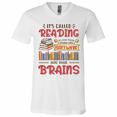It's Called Reading It's How People, White, V-Neck T-Shirt