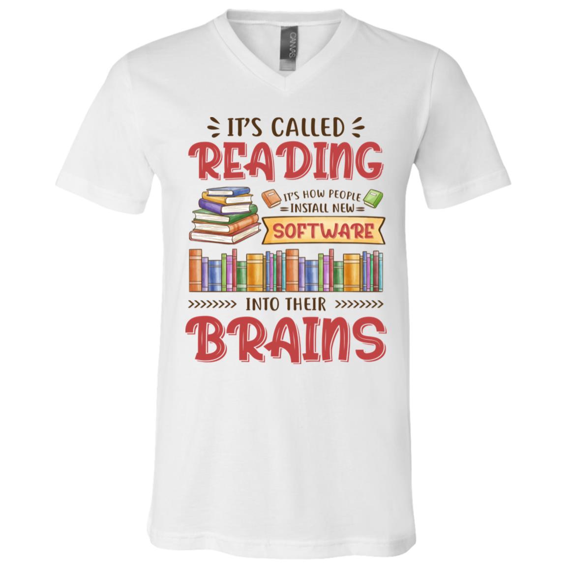 It's Called Reading It's How People, White, V-Neck T-Shirt
