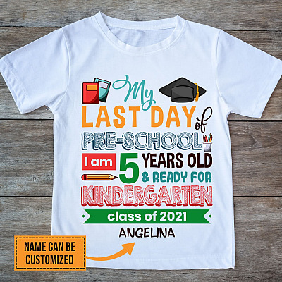 Alternative view of Personalized Last Day of Pre-School Ready for Kindergarten Youth Tee - Pre-School Last Day Shirt
