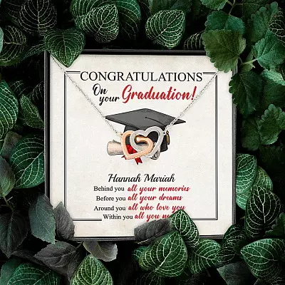 Personalized Congratulations Graduation Behind You All Your Memories Class Of 2021 Infinity Heart Necklace