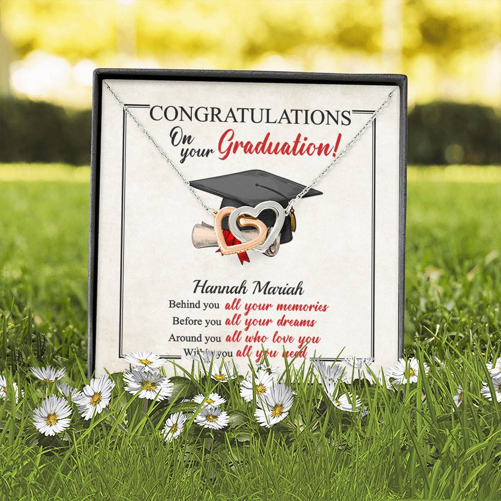 Personalized Congratulations Graduation Behind You All Your Memories Class Of 2021 Infinity Heart Necklace