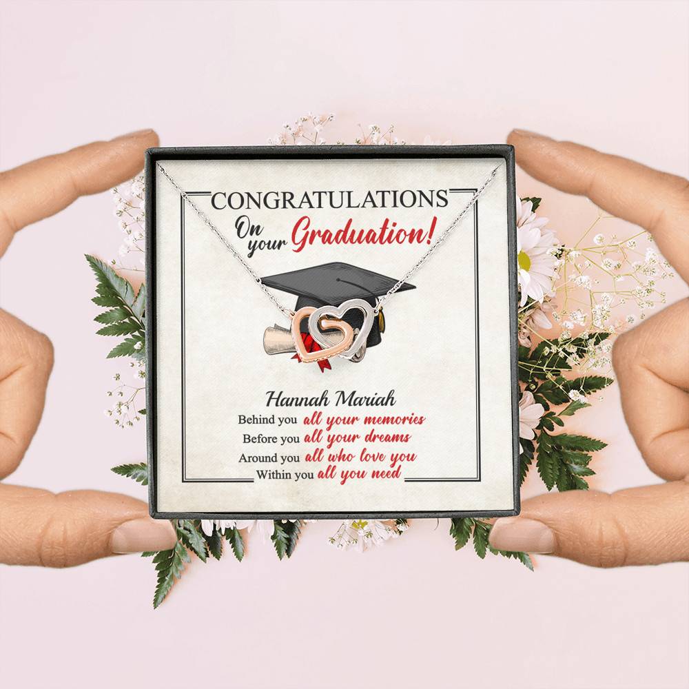 Personalized Congratulations Graduation Behind You All Your Memories Class Of 2021 Infinity Heart Necklace