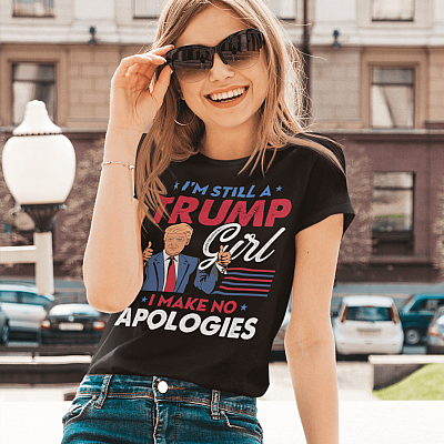 Alternative view of Yes I Am Trump Girl and Make No Apologies T-shirt - V-neck - Trump 2024 Shirt
