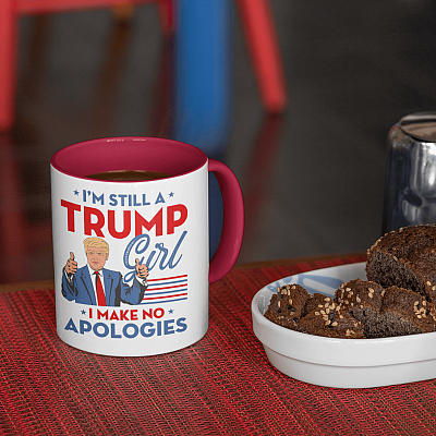 Alternative view of Yes I Am Trump Girl and Make No Apologies - Trump 2024 Accent Mug