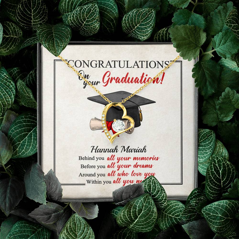 Personalized Congratulations Graduation Behind You All Your Memories Class Of 2021 Forever Love Heart Necklace