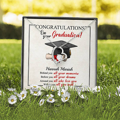 Personalized Congratulations Graduation Behind You All Your Memories Class Of 2021 Forever Love Heart Necklace