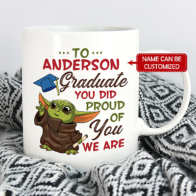 Alternative view of Personalized Graduate You Did Proud of You We Are Baby Yoda Graduation Congratulation Gift Ceramic Coffee Mug