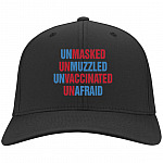 Unmasked Unmuzzled UnvaccinHat, Black, Twill Cap