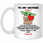 Personalized Baby Yoda To, White, 11 oz. White Mug