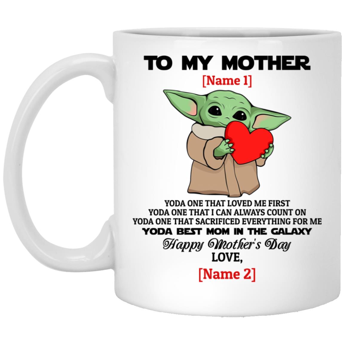 Personalized Baby Yoda To, White, 11 oz. White Mug