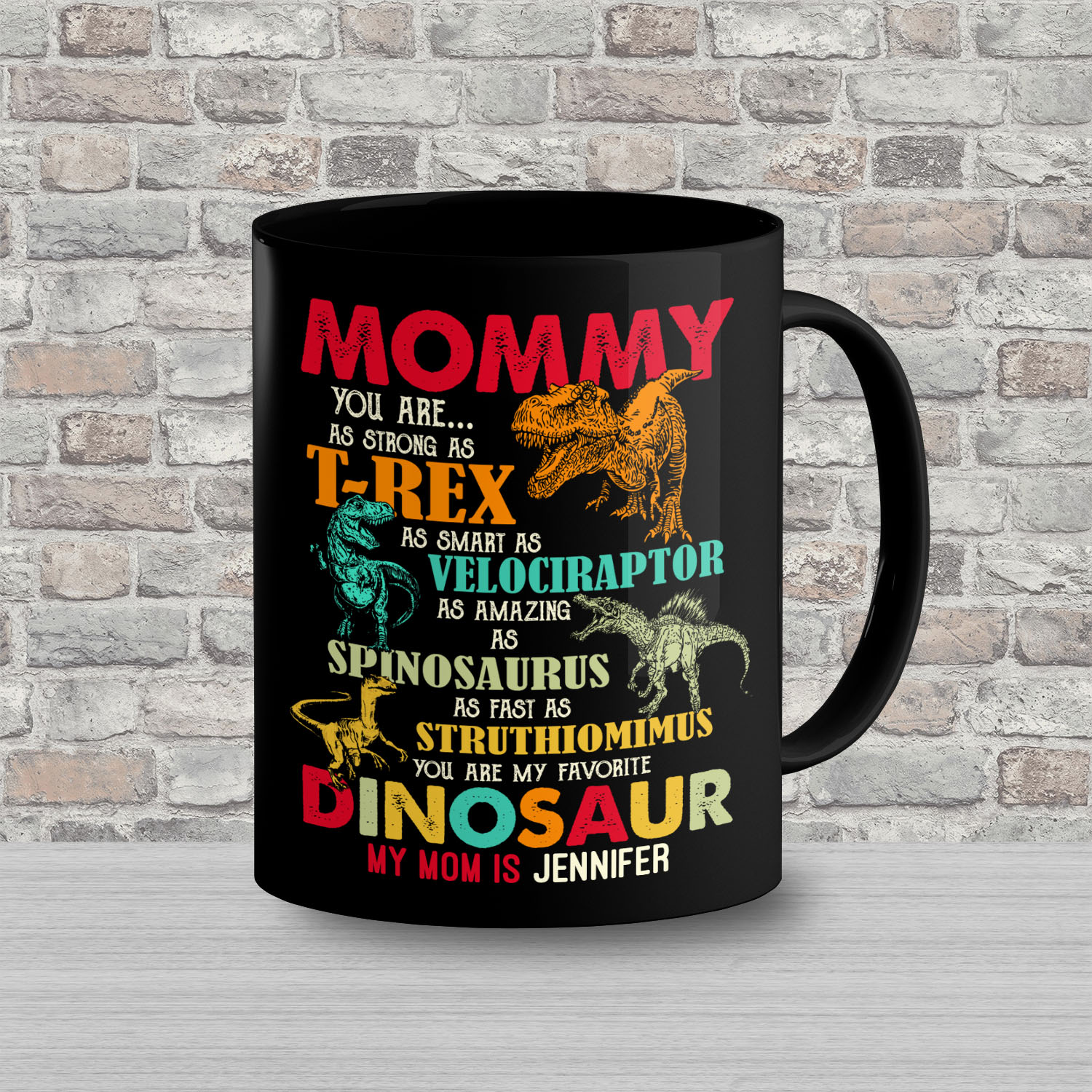 24TR. DINOSAUR MOM - Mug mk2 - Ostrich Sans Heavy #fffcdb