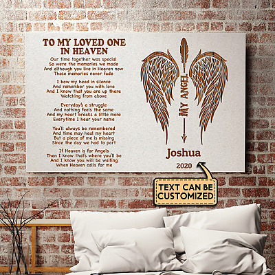 Alternative view of Personalized Angel Wings to My Loved One in Heaven Our Time Together Was Special Canvas - Unframed Poster
