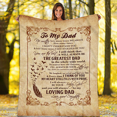 Alternative view of Vintage Letter Feather from Daughter to My Dad No Matter How Many Times We Argue Fleece - Mink Sherpa - Woven Blanket