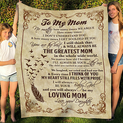 Alternative view of Vintage Letter Feather from Daughter to My Mom No Matter How Many Times We Argue Fleece - Mink Sherpa - Woven Blanket