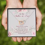 To My Mother in Law Thank You for Raising Your Son to Be the Man of My Dreams Interlocking Hearts Pendant Necklace