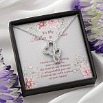 To My Mother in Law Thank You for Raising Your Son to Be the Man of My Dreams Double Hearts Pendant Necklace