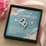 Grandma To My Granddaughter I Hugged This Little Pendant I Squeezed It Tight Double Hearts Necklace