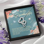 Grandma To My Granddaughter I Hugged This Little Pendant I Squeezed It Tight Double Hearts Necklace