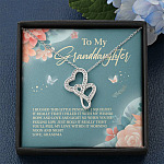 Grandma To My Granddaughter I Hugged This Little Pendant I Squeezed It Tight Double Hearts Necklace