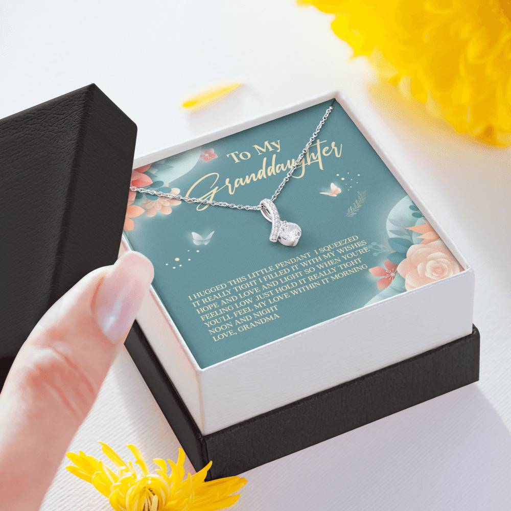 Grandma To My Granddaughter I Hugged This Little Pendant I Squeezed It Tight Alluring Beauty Necklace