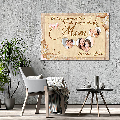 Alternative view of Personalized Photo Mom We Love You More than All the Star in The Sky - Mother's Day Wrapped Canvas - Poster