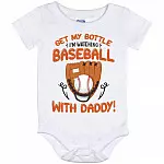 Get My Bottle baseball, White, Baby Onesie - 12 Month