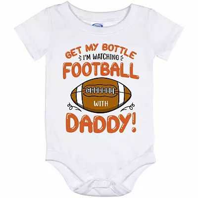 Get My Bottle Football, White, Baby Onesie - 12 Month