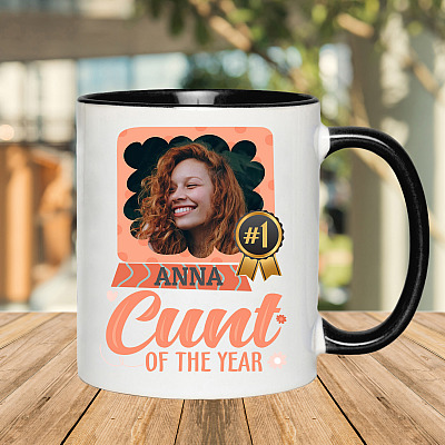 Alternative view of Personalized Photo Friend Gifts - Cunt of The Year - Funny Rude Joke Custom Image Accent Mug