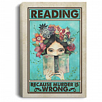 Reading Because Murder Is Wrong, White, 0.75'' Framed Canvas