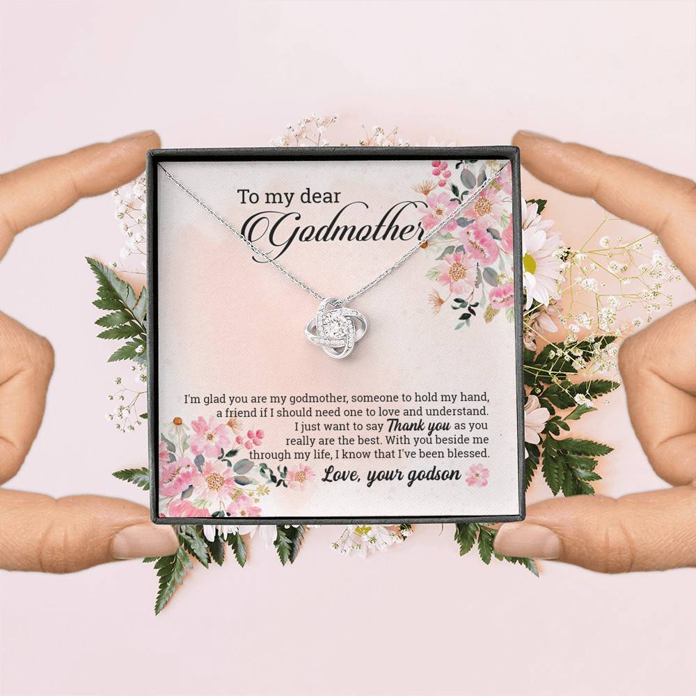 Godson To My Dear Godmother I'm Glad You Are My Godmother Love Knot Pendant Necklace Godson To My Dear Godmother I'm Glad You Are My Godmother Love Knot Pendant Necklace