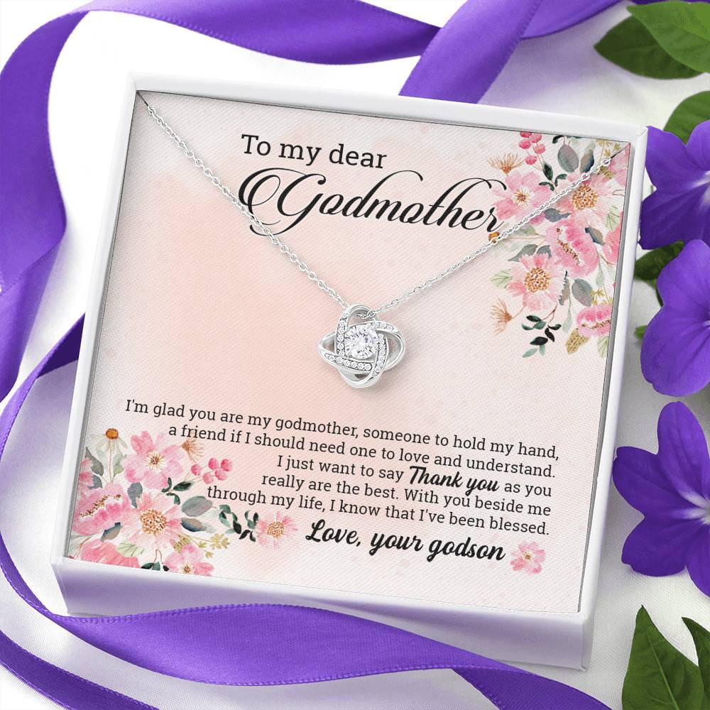 Godson To My Dear Godmother I'm Glad You Are My Godmother Love Knot Pendant Necklace Godson To My Dear Godmother I'm Glad You Are My Godmother Love Knot Pendant Necklace
