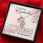 Godson To My Dear Godmother I'm Glad You Are My Godmother Double Hearts Pendant Necklace