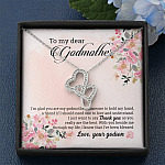 Godson To My Dear Godmother I'm Glad You Are My Godmother Double Hearts Pendant Necklace