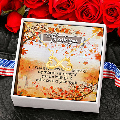 Alternative view of Thank You for Raising Your Son to Be the Man of My Dreams Mother-In-Law Infinity Heart Pendant Necklace