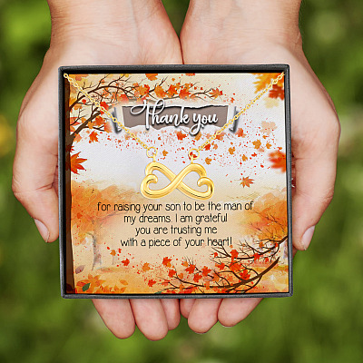 Thank You for Raising Your Son to Be the Man of My Dreams Mother-In-Law Infinity Heart Pendant Necklace