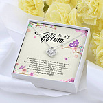 Daughter To My Mom I Know It's Not Easy for A Woman to Raise a Girl Love Knot Pendant Necklace