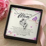Daughter To My Mom I Know It's Not Easy for A Woman to Raise a Girl Double Hearts Pendant Necklace