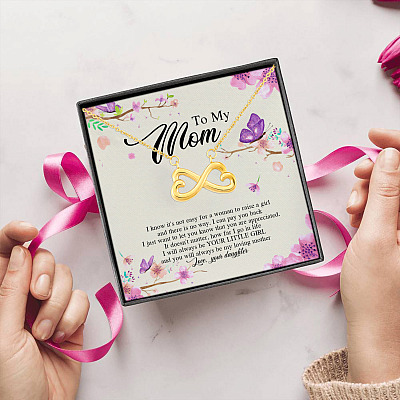 Alternative view of Daughter To My Mom I Know It's Not Easy for A Woman to Raise a Girl Infinity Heart Pendant Necklace