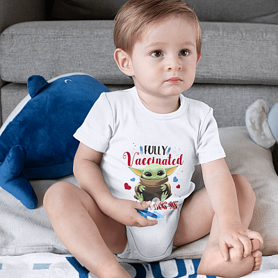 Alternative view of Baby Fully Vaccinated You Can Hug Me Baby Onesie - Baby Infant Bodysuit