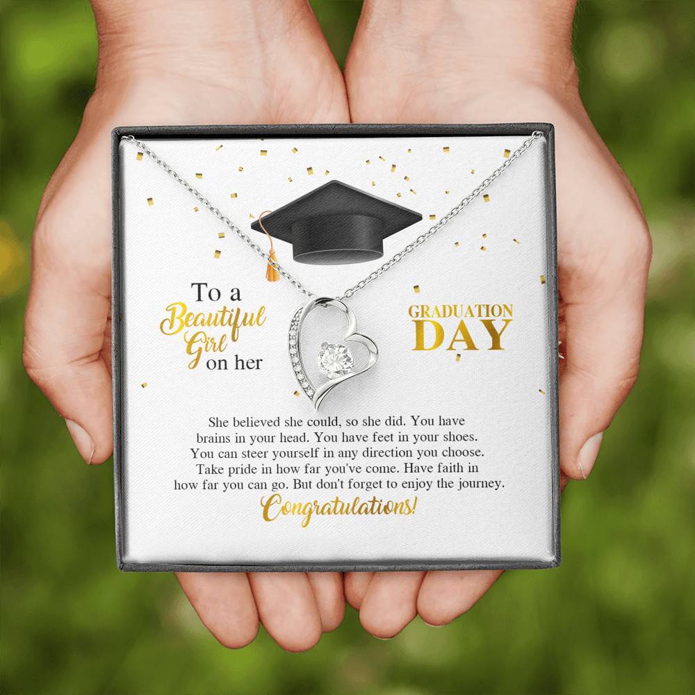 To A Beautiful Girl On Her Graduation Day She Believed She Could So She Did Forever Love Necklace