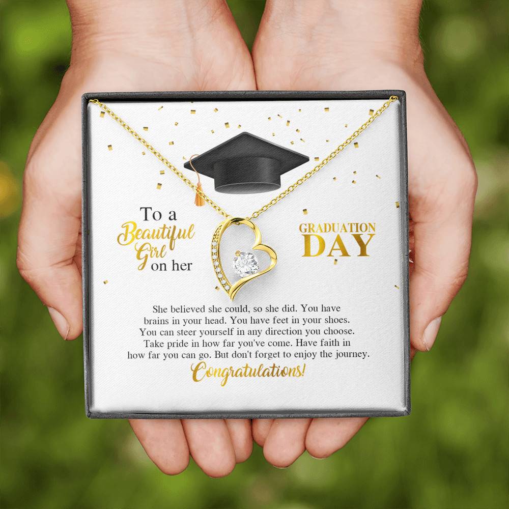To A Beautiful Girl On Her Graduation Day She Believed She Could So She Did Forever Love Necklace