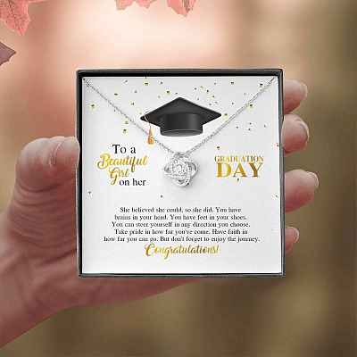 To A Beautiful Girl On Her Graduation Day She Believed She Could So She Did Love Knot Necklace