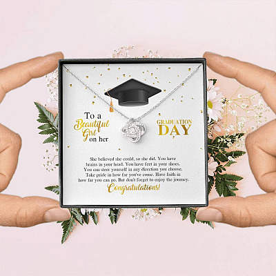 To A Beautiful Girl On Her Graduation Day She Believed She Could So She Did Love Knot Necklace