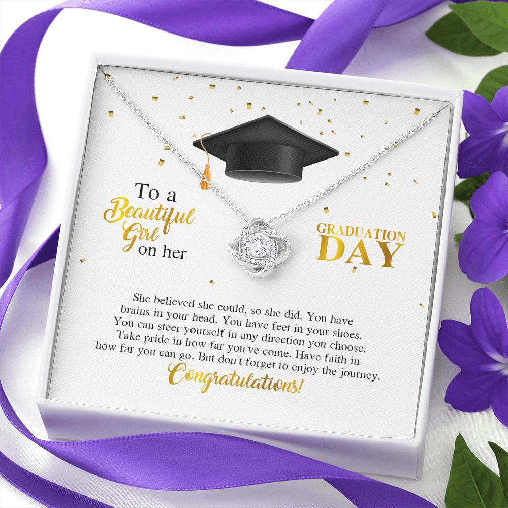 To A Beautiful Girl On Her Graduation Day She Believed She Could So She Did Love Knot Necklace