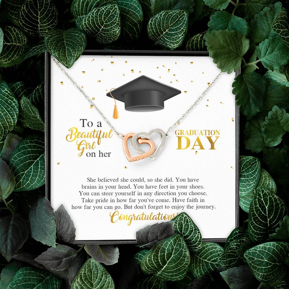 To A Beautiful Girl On Her Graduation Day She Believed She Could So She Did Joined Interlocking Hearts Necklace