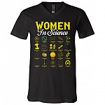 women in science, Black, V-Neck T-Shirt