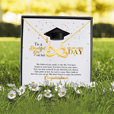 Alternative view of To A Beautiful Girl On Her Graduation Day She Believed She Could So She Did Infinity Heart Pendant Necklace